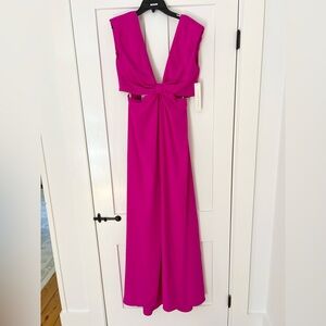 Monique Lhuiller Cutout Sleeveless Crepe Gown - Hot Pink